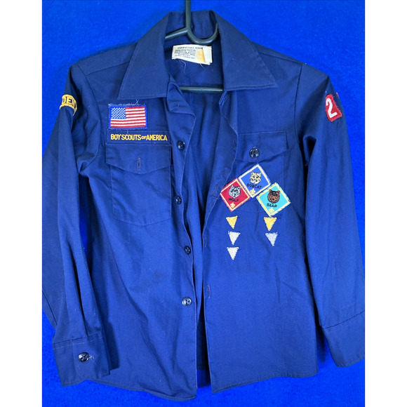 bsa boys Other - Vintage BSA Boy Scouts of America Cub Scout Uniform Shirt Blue Size 12 Patches